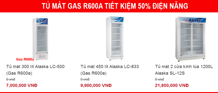 tủ mát gas r600a tiết kiệm điện