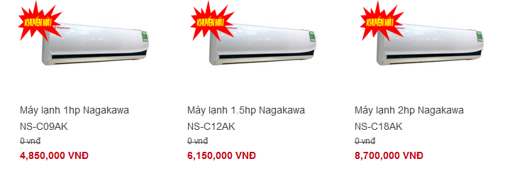 Khuyến m&atilde;i m&aacute;y lạnh Nagakawa