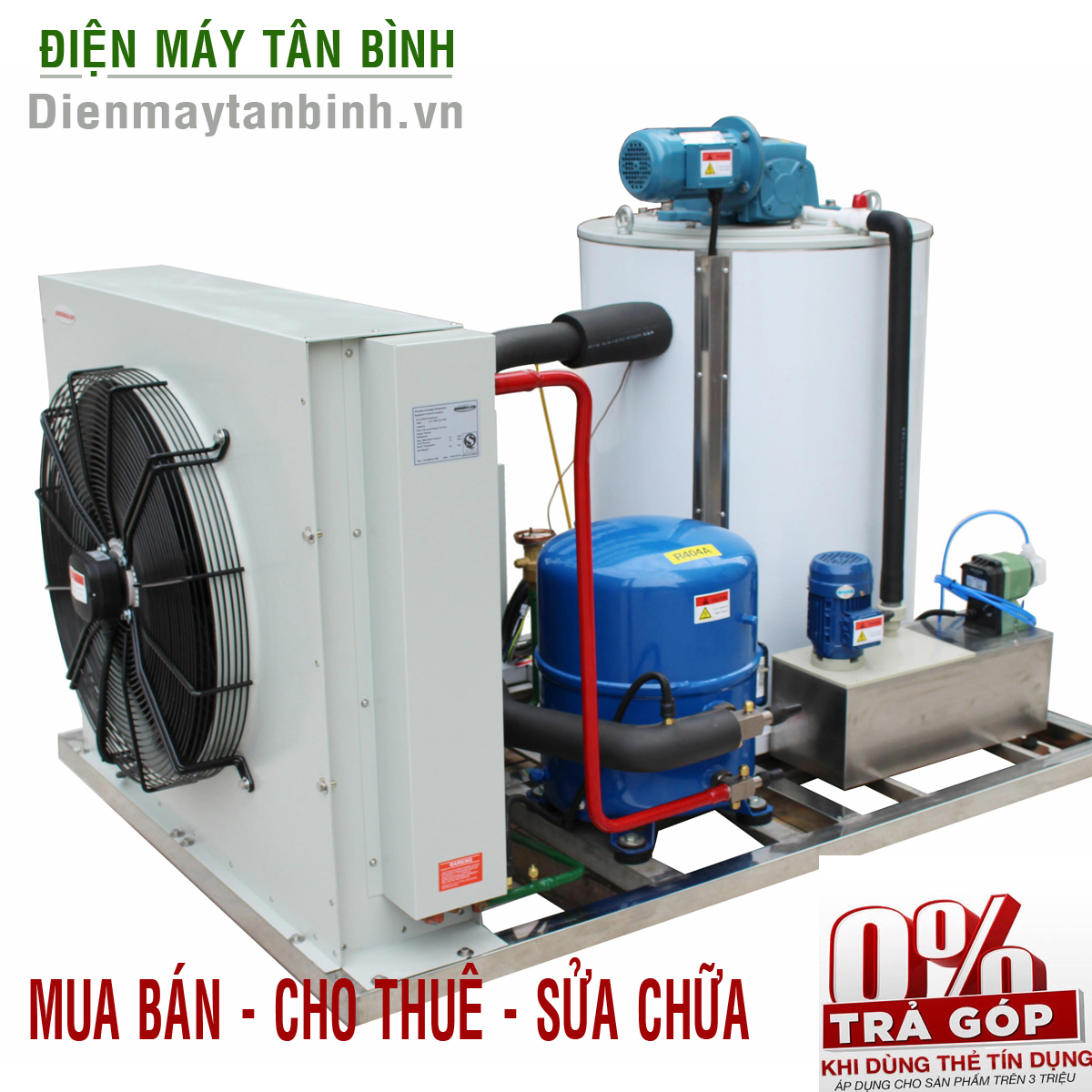 Máy làm đá vảy ướp cá, hải sản 3 tấn/8h, máy sản xuất đá công nghiệp
