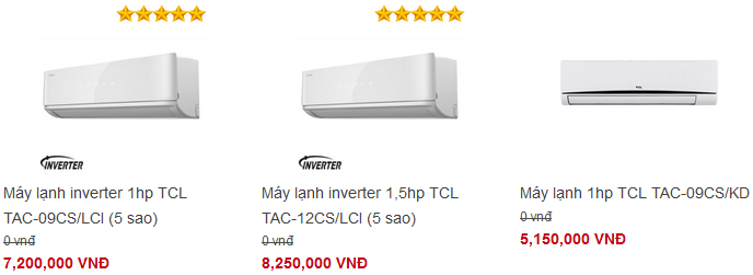 M&aacute;y lạnh TCL gi&aacute; rẻ