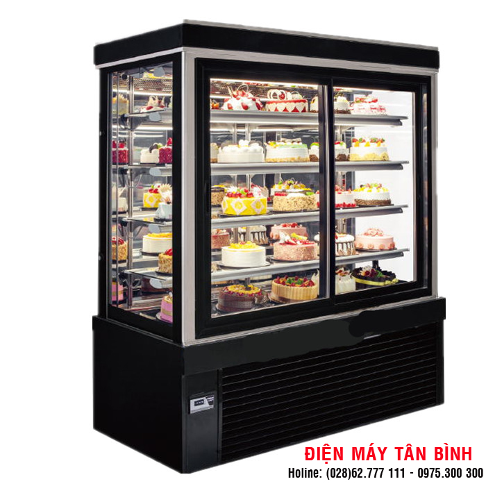 Tủ bánh kem 5 tầng cửa lùa trước giá rẻ ( Ngang m8)