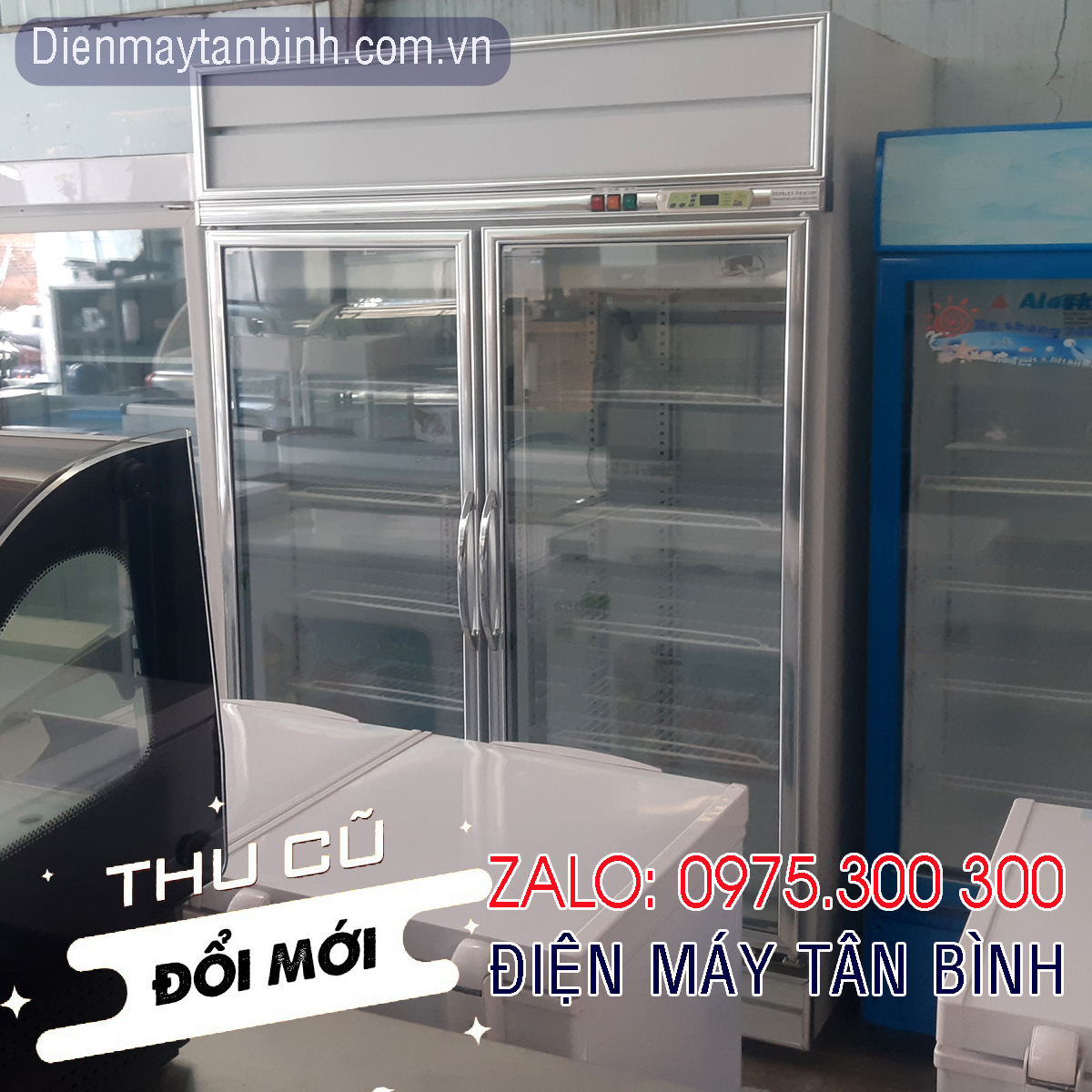 Tủ mát Ruey Shing 2 cánh Đài Loan cũ viền trắng