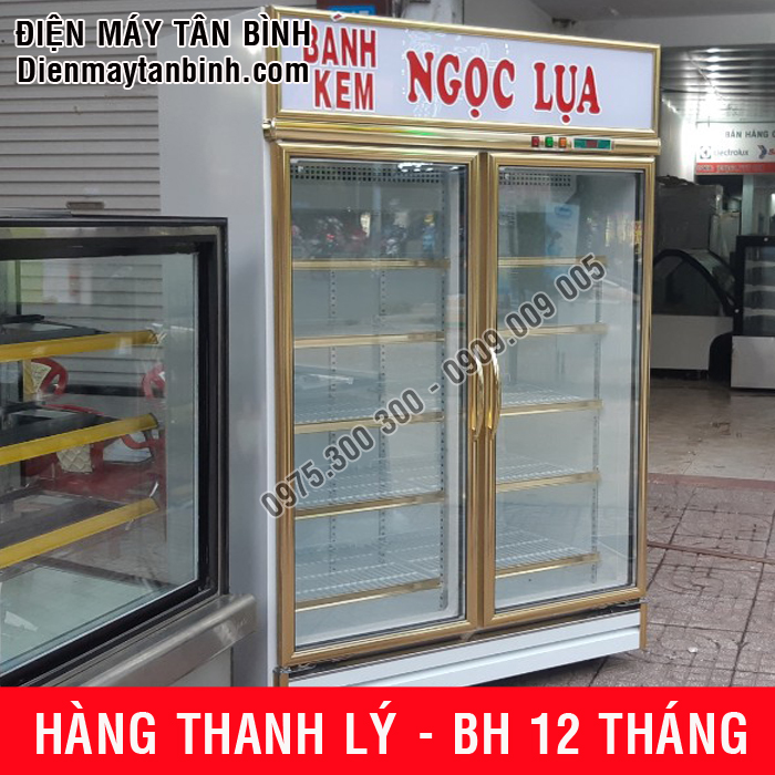 Tủ mát cũ trưng bày bánh kem 2 cánh cửa Đài Loan