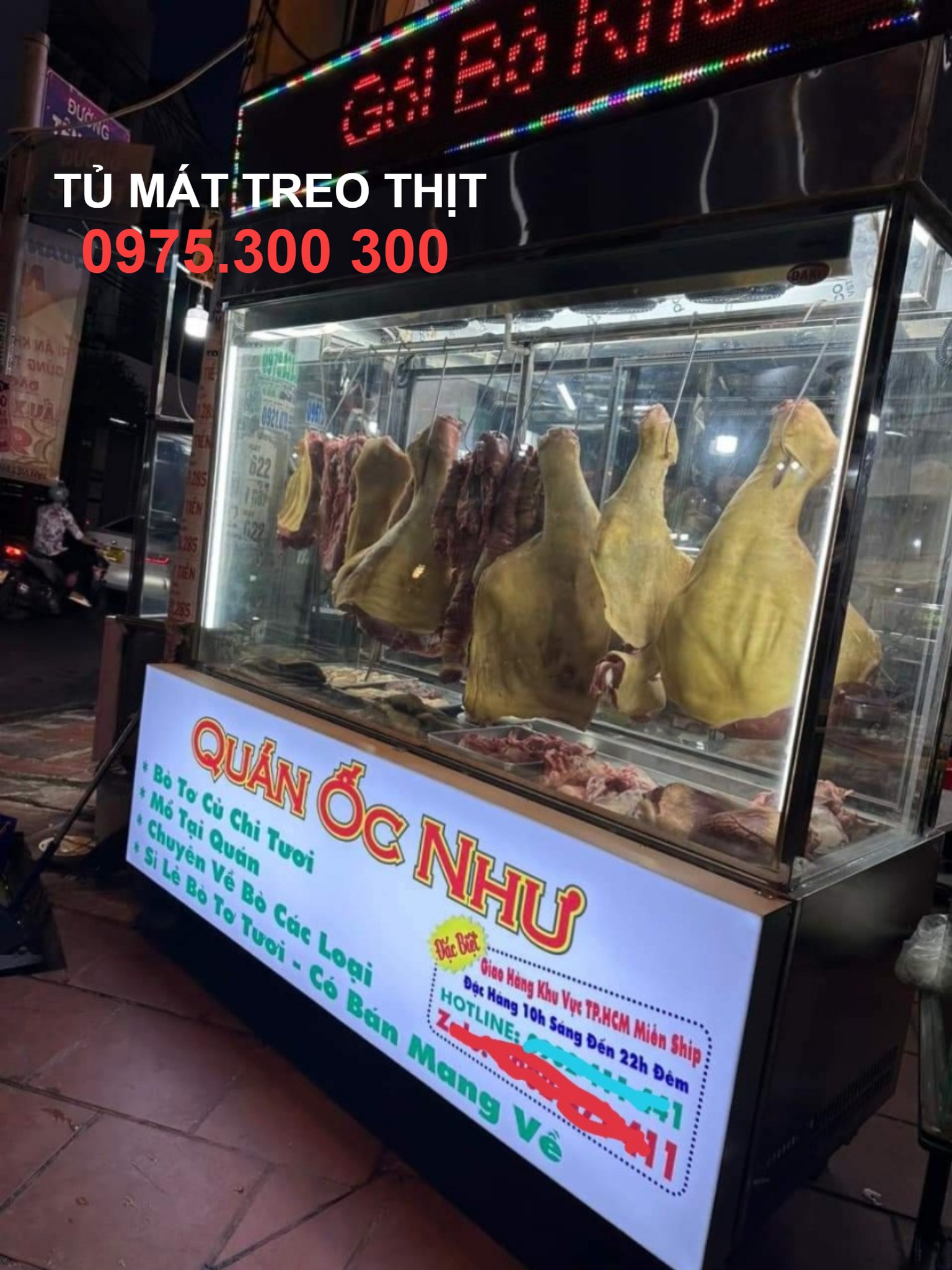 tủ lạnh trưng bày thịt bò bê