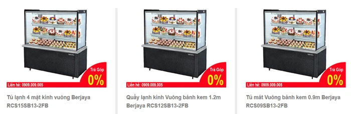 Tủ bánh Berjaya kính vuông