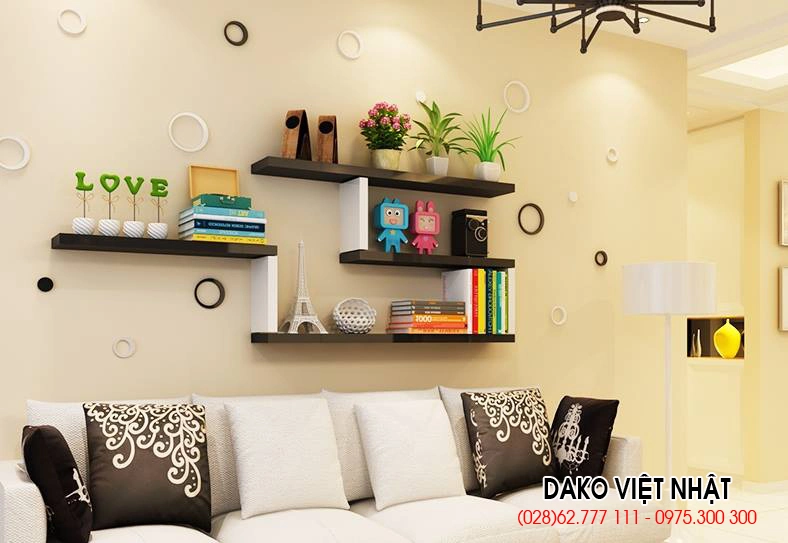 Kệ gỗ trangt trí phòng khách