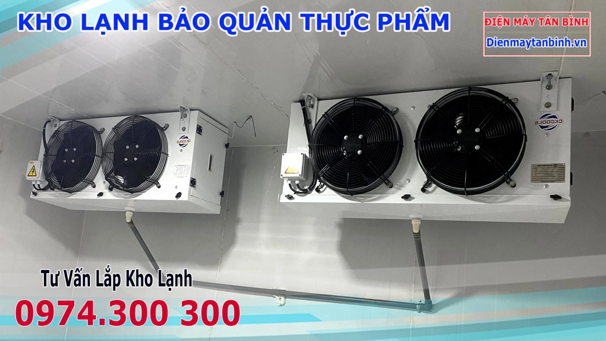 dàn lạnh kho cấp đông 1 2 tấn hàng