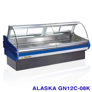 Tủ mát kính cong trưng bày thịt heo Alaska GN12C-08K