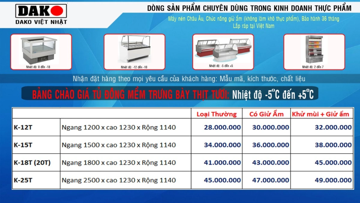 Bảng giá tủ thịt heo dako Bảng giá tủ thịt heo dako