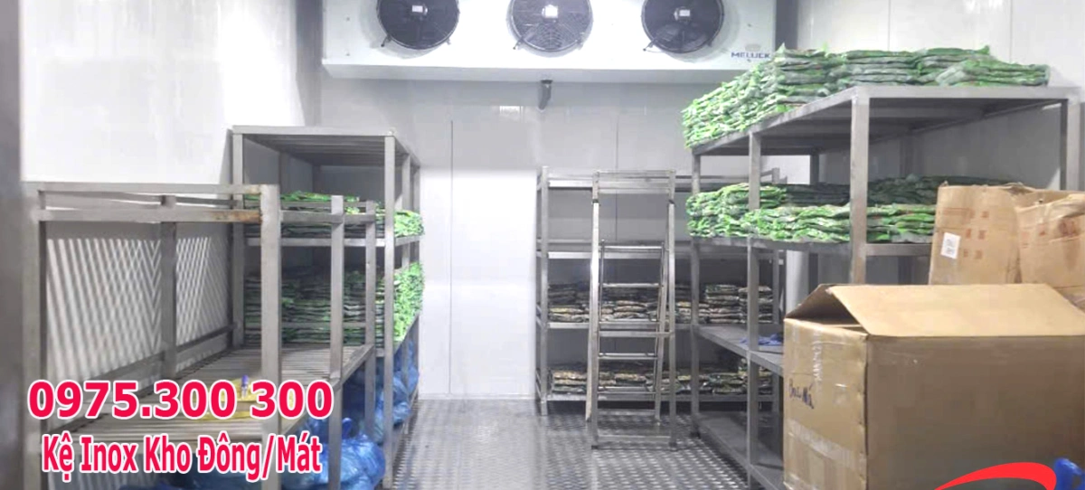 Lắp đặt Kho lạnh trử xúc xích, giò chả, lạp xưởng 11 giá kệ inox 304 cho kho lạnh kho đông kho mát