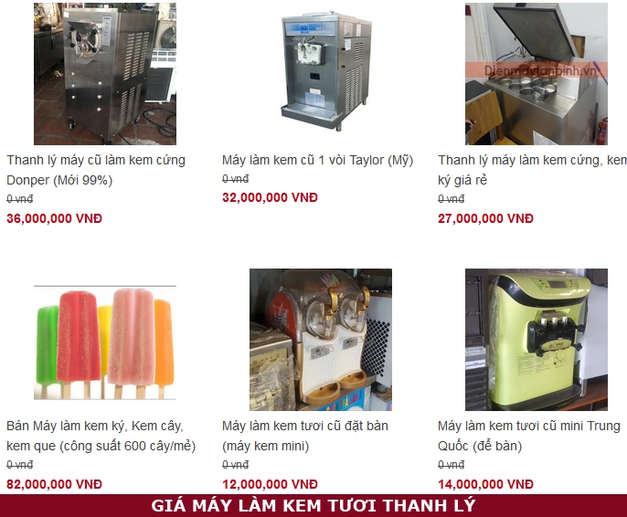 Giá máy làm kem tươi, kem ý thanh lý