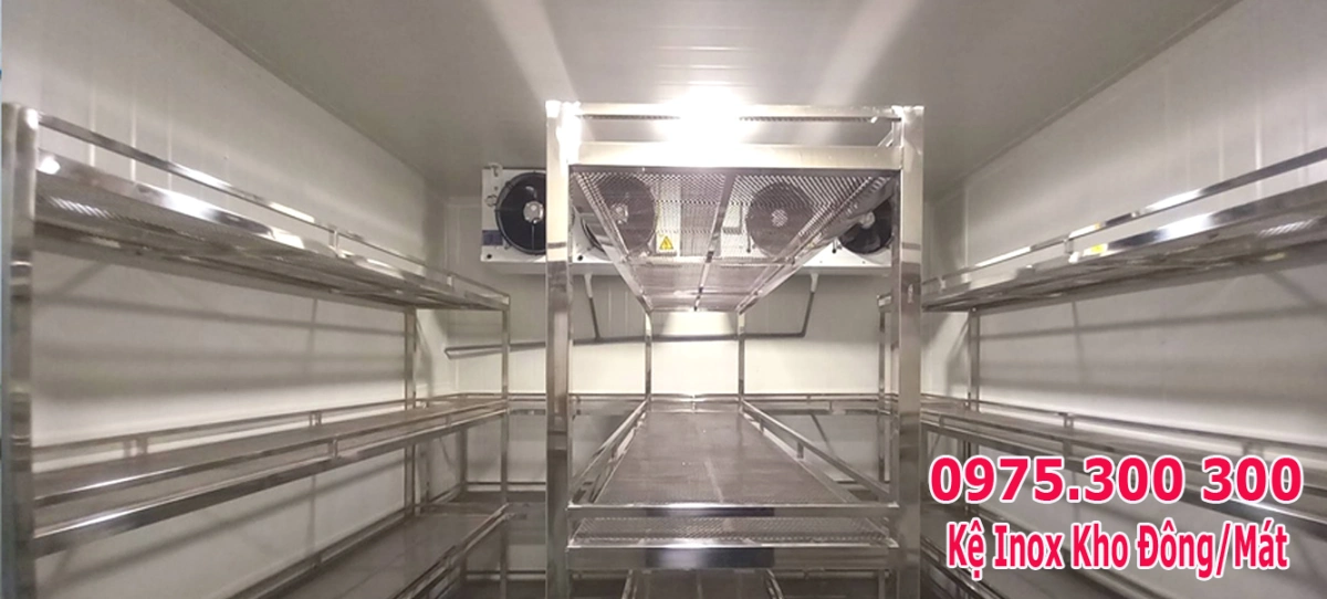 Kệ inox kho lạnh, ngăn inox 304 cho kho đông, kho mát 8 kệ inox cho kho lạnh kho đông