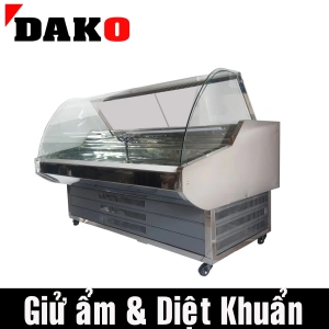 Tủ bảo ôn kính cong trưng bày thịt heo bò gà hải sản