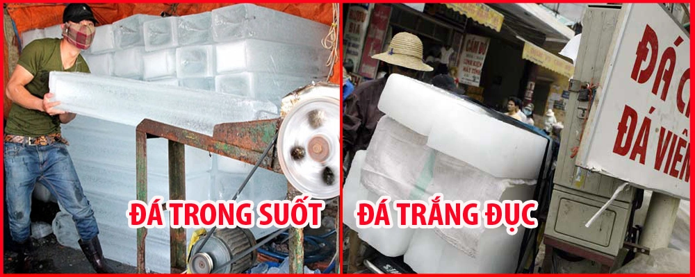 phân biệt nước đá sạch và đá dơ