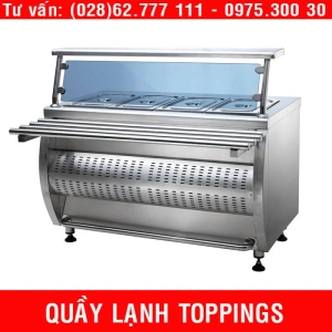 Quầy lạnh trưng bày chè thái, trà sữa, thức ăn tự chọn