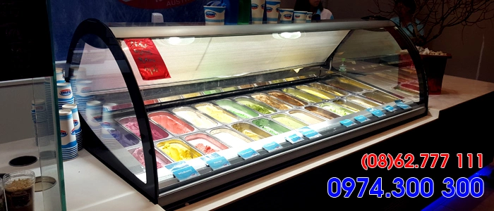 thêm khay inox kính để thành tủ kem