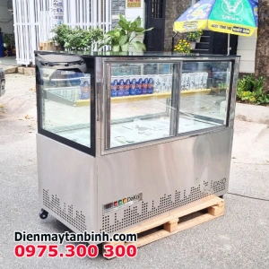 Tủ mát trà sữa, bán chè, xiên que, thức ăn tự chọn... cửa lùa trước