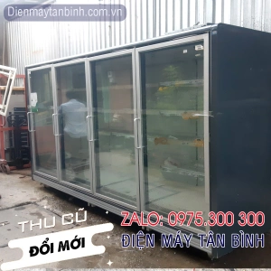 Tủ đông cũ ghép nối có nhiều cửa trưng bày thực phẩm siêu thị