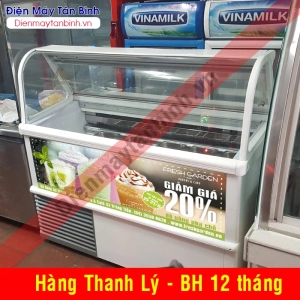 Tủ đông cũ kính cong có khay trưng bày kem