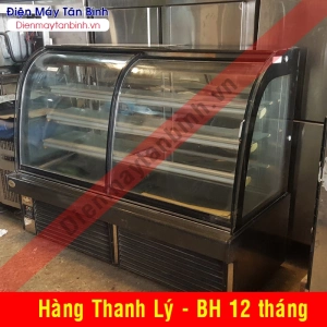 Tủ lạnh cũ kính cong trưng bày bánh kem (Kính lùa trước)
