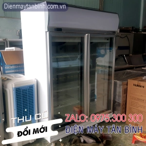 Tủ đông cũ 2 cửa kính Berjaya 1000 lít thực phẩm đông lạnh