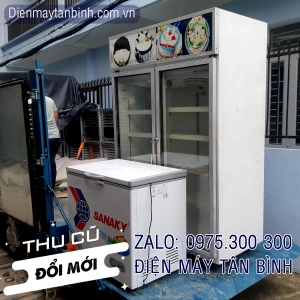 Tủ mát 2 cánh cũ trưng bày bánh kem Sanden 1000 lít