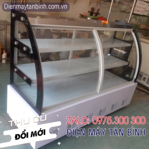 Tủ mát cũ kính cong trưng bày thức ăn tự chọn, Xiên Que
